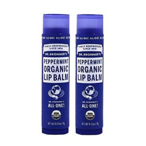 Dr. Bronners Organic Moisture Lip Balm & Magic Massage Balm (Peppermint Lip Balm, 2 Pack)