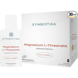 CYMBIOTIKA Magnesium L-Threonate 1300mg, Liposomal Delivery, Focus Memory Brain Support, Magnesium Supplement for Sleep, High Absorption, Keto, Vegan, Gluten Free, Vanilla Creme, 30 Day Supply