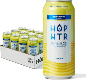 HOP WTR - Sparkling Hop Water - Lemonade (12 Pack) - No Calories or Sugar, Low Carb and Added Benefits (16 oz Cans)